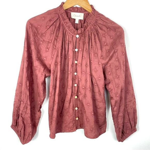Anthropologie | Brown Button Down Shirt Cotton Long Sleeve Shirt Peasant Top S - Picture 1 of 8